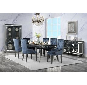 Varian II Black Extendable Rectangular Glass Top Dining Room Set
