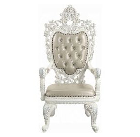 Vanaheim Beige Upholstered Arm Chair with Nailhead Trim Set of 2