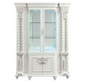 Vanaheim Antique White 4 Door Curio Cabinet with LED