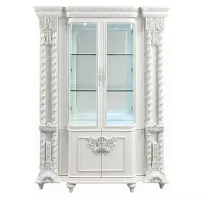 Vanaheim Antique White 4 Door Curio Cabinet with LED