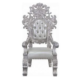 Valkyrie Antique Platinum Upholstered Arm Chair with Nailhead Trim Set of 2