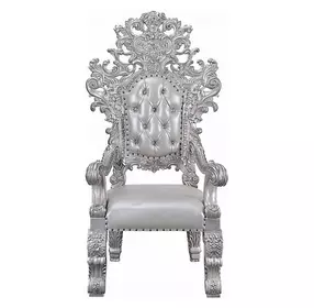 Valkyrie Antique Platinum Upholstered Arm Chair with Nailhead Trim Set of 2