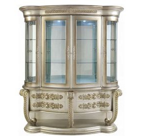 Danae Champagne and Gold 4 Door Curio Cabinet with LED