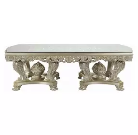 Sorina Antique Gold 108" Rectangular Glass Top Dining Table