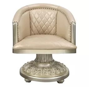 Sorina Antique Gold Upholstered Arm Chair with Nailhead Trim