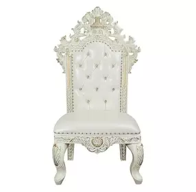 Adara Pearl White Upholstered Side Chair with Nailhead Trim Set of 2