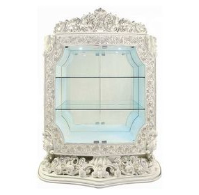 Adara Antique White 2 Door Curio Cabinet with LED