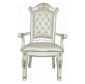 Vendome Antique Pearl Upholstered Arm Chair with Nailhead Trim Set of 2