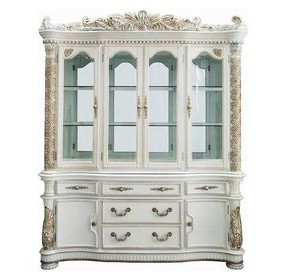 Vendome Antique Pearl 6 Door Buffet and Hutch with LED