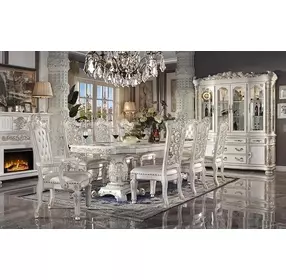 Vendome Antique Pearl 120" Extendable Rectangular Dining Room Set