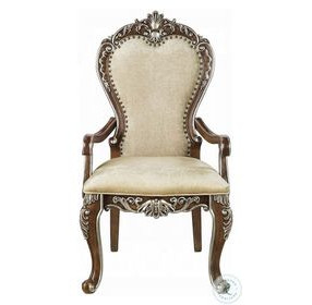 Latisha Antique Oak Arm Chair with Nailhead Trim Set of 2