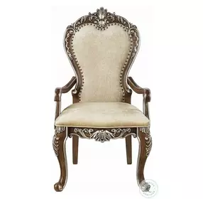 Latisha Antique Oak Arm Chair with Nailhead Trim Set of 2