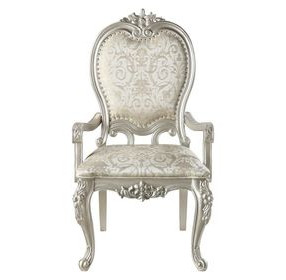 Bently Champagne Upholstered Arm Chair with Nailhead Trim Set of 2