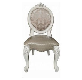Versailles Bone White Upholstered Oval Back Side Chair with Nailhead Trim Set of 2