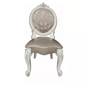 Versailles Bone White Upholstered Oval Back Side Chair with Nailhead Trim Set of 2