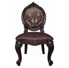 Versailles Cherry Upholstered Oval Back Side Chair with Nailhead Trim Set of 2