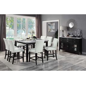 Hussein Gray and Black Square Marble Top Counter Height Dining Room Set