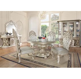 Sandoval Champagne 60" Round Glass Top Dining Table