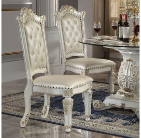 Vendome Antique Pearl Upholstered Side Chair with Nailhead Trim Set of 2