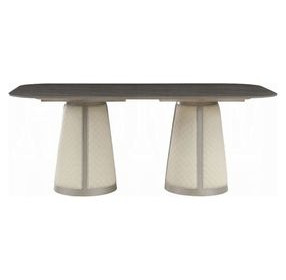 Kasa Gray and Champagne 76" Rectangular Sintered Stone Top Dining Table
