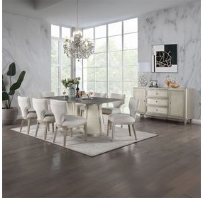 Kasa Gray and Champagne Sintered Stone Top Dining Room Set
