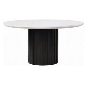 Jaramillo White and Rustic Espresso 54" Round Marble Top Dining Table
