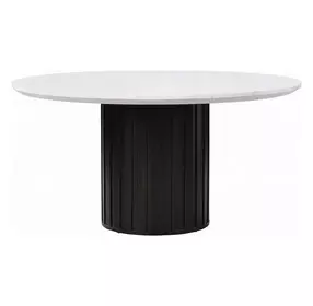 Jaramillo White and Rustic Espresso 54" Round Marble Top Dining Table