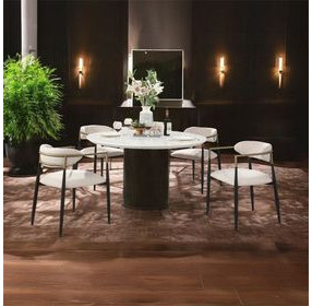 Jaramillo White and Rustic Espresso 54" Round Marble Top Dining Room Set