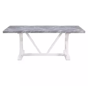 Hollyn Engineered Stone and White 78" Rectangular Stone Top Dining Table