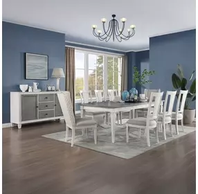 Katia Rustic Gray and Weathered White Dining Room Set