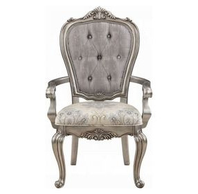 Ariadne Gray and Silver Upholstered Arm Chair Set of 2