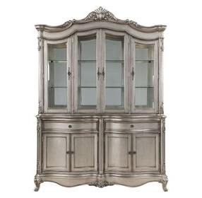 Ariadne Antique Platinum 8 Door Buffet and Hutch with LED