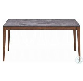 Bevis Engineered Stone and Walnut 63" Rectangular Dining Table