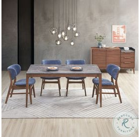 Bevis Engineered Stone and Walnut Rectangular Dining Room Set