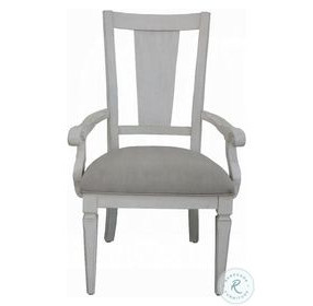 Katia Light Gray Linen and Weathered White Arm Chair Set of 2