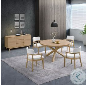 Kasem Oak Round Dining Room Set