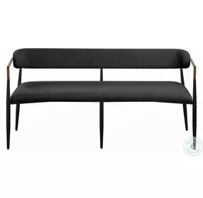 Jaramillo Black Chenille and Black 62" Upholstered Bench