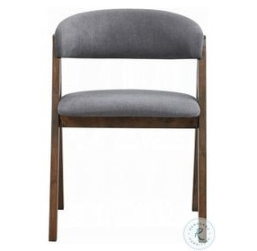 Keiki Gray Fabric and Walnut Side Chair Set of 2