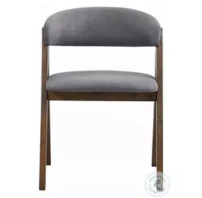Keiki Gray Fabric and Walnut Side Chair Set of 2