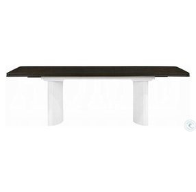 Carena White and Walnut 96" Extendable Rectangular Dining Table with Leaf