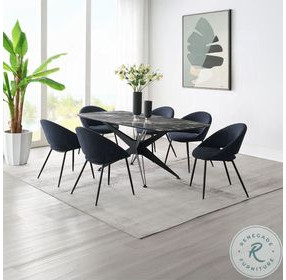 Klaus Crystal Tempered Glass Top and Black Rectangular Dining Room Set