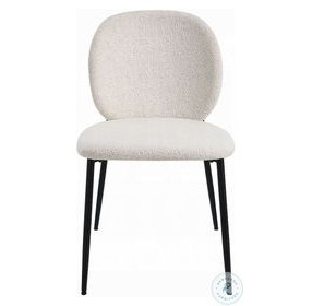 Klaus White Boucle and Black Side Chair Set of 2