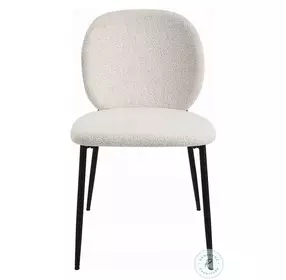 Klaus White Boucle and Black Side Chair Set of 2