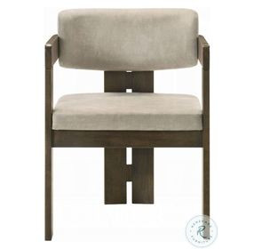 Destin Light Gray Polished Microfiber and Walnut Arm Chair