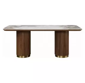 Willene White and Dark Oak 71" Rectangular Ceramic Top Dining Table