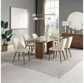 Willene White and Dark Oak 71" Rectangular Ceramic Top Dining Room Set