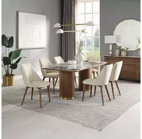 Willene White and Dark Oak 71" Rectangular Ceramic Top Dining Room Set