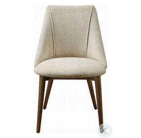 Willene Beige Polished Microfiber and Dark oak Side Chair Set of 2