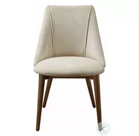 Willene Beige Polished Microfiber and Dark oak Side Chair Set of 2