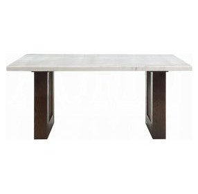 Edwyn White and Espresso 68" Rectangular Marble Top Dining Table